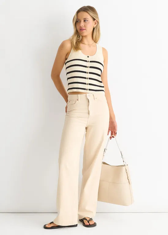 Mono Stripe Knit Waist Coat Vest