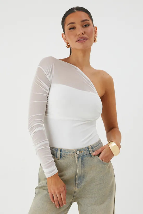 Mesh One Shoulder Bodysuit